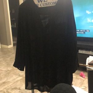 Black sheer blouse. Longer for leggings